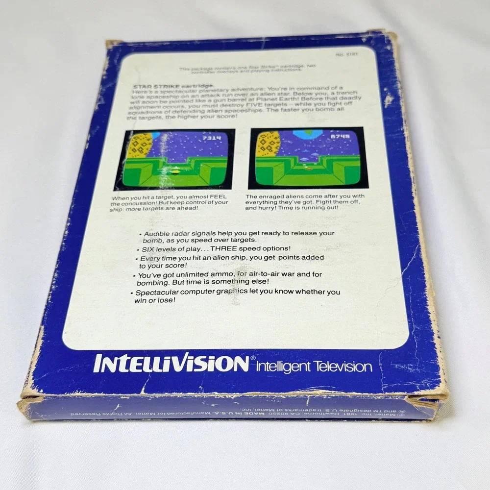 Mattel Intellivision Star Strike Video Game Cartridge Boxed 1981 Model 5161